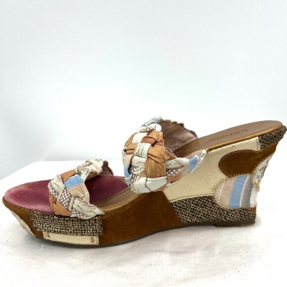 Kenzie Janie Patchwork Fabric Wedge Boho Sandals Women's 10 M - Picture 4 of 9